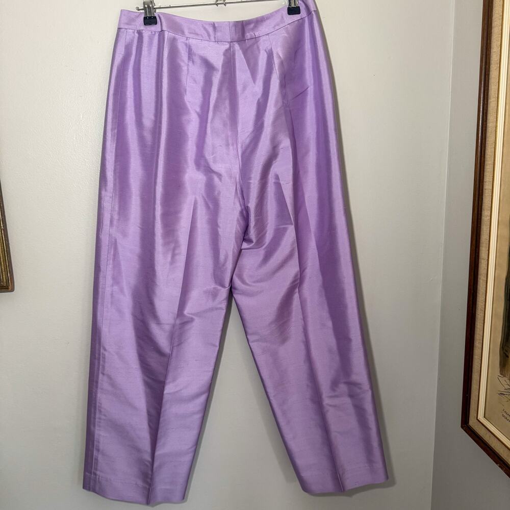 Vintage Talbots 100% Raw Silk Lavender Purple Trousers Straight Leg Pants 8
